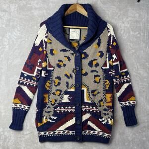 Replay Handmade Knitwear Cardigan Size Small Pockets Oversized Southwestern Boho